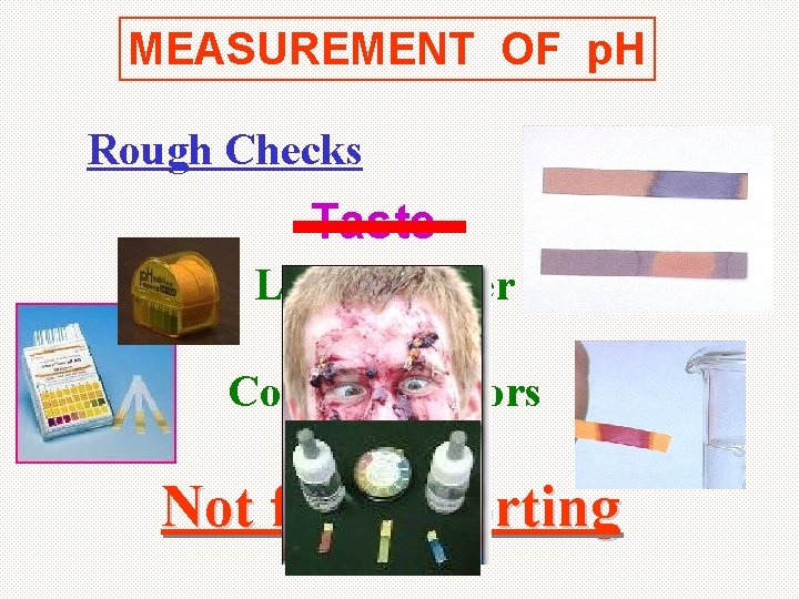 MEASUREMENT OF p. H Rough Checks Taste Litmus Paper p. H Paper Color Indicators