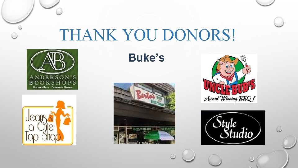 THANK YOU DONORS! Buke’s 