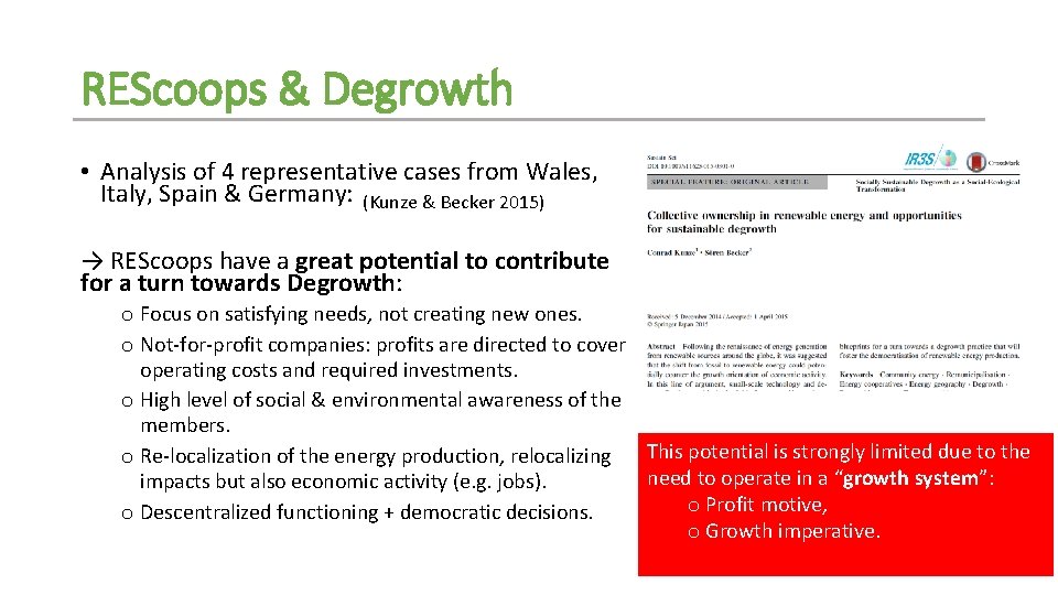 REScoops & Degrowth • Analysis of 4 representative cases from Wales, Italy, Spain &