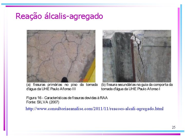 Reação álcalis-agregado http: //www. consultoriaeanalise. com/2011/11/reacoes-alcali-agregado. html 25 