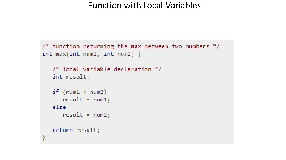 Function with Local Variables 
