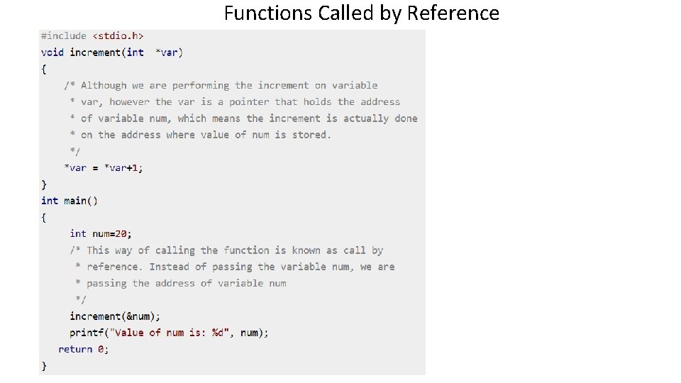 Functions Called by Reference 