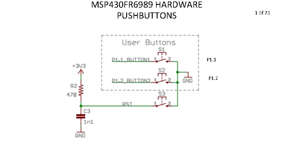 MSP 430 FR 6989 HARDWARE PUSHBUTTONS 1 0 f 73 P 1. 1 P