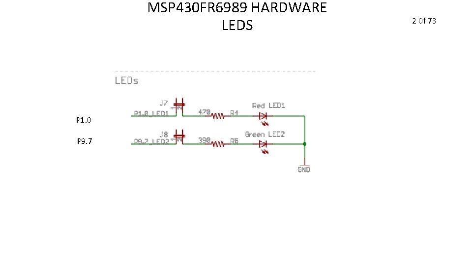 MSP 430 FR 6989 HARDWARE LEDS P 1. 0 P 9. 7 2 0