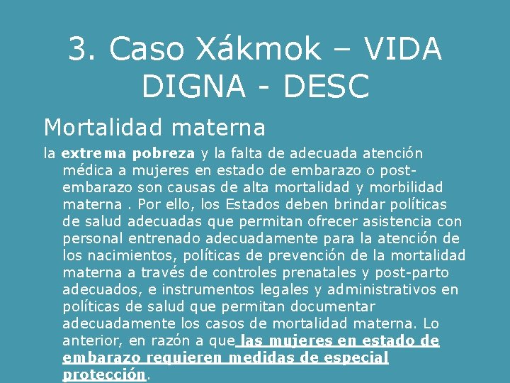 3. Caso Xákmok – VIDA DIGNA - DESC Mortalidad materna la extrema pobreza y