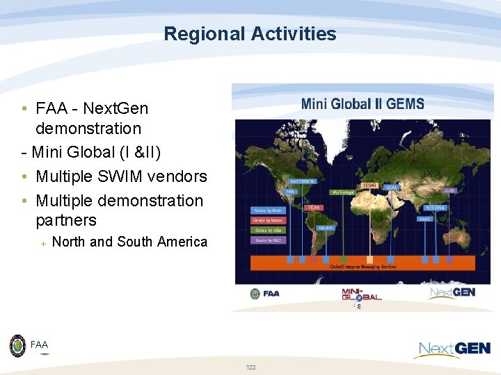 Regional Activities • FAA - Next. Gen demonstration - Mini Global (I &II) •