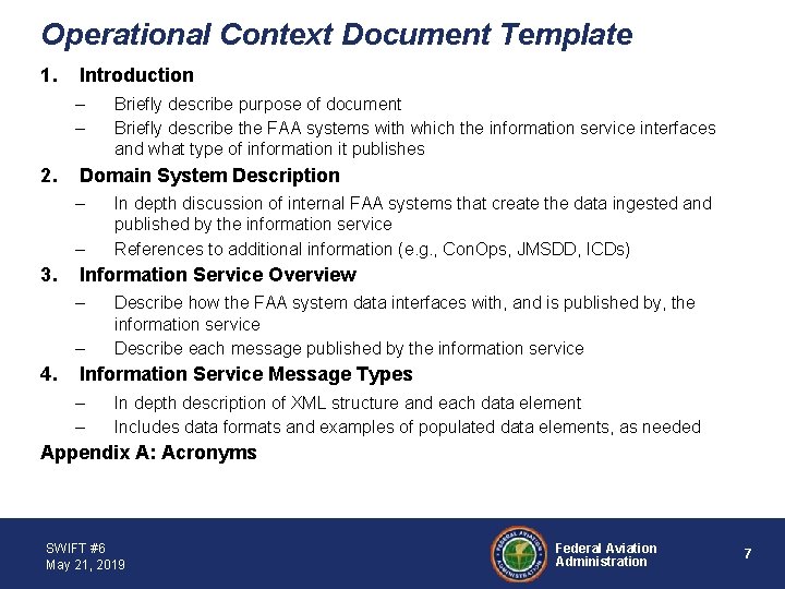 Operational Context Document Template 1. Introduction – – 2. Domain System Description – –