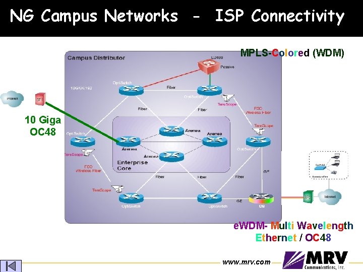 NG Campus Networks - ISP Connectivity MPLS-Colored (WDM) 10 Giga OC 48 e. WDM-