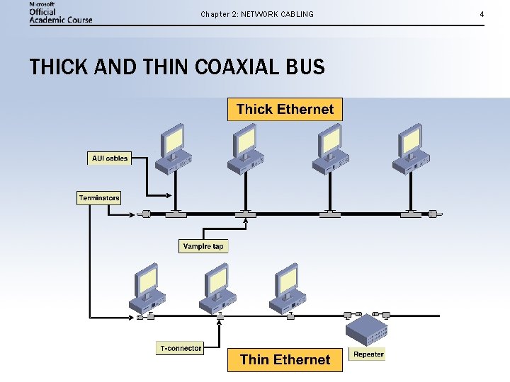 Chapter 2: NETWORK CABLING THICK AND THIN COAXIAL BUS 4 