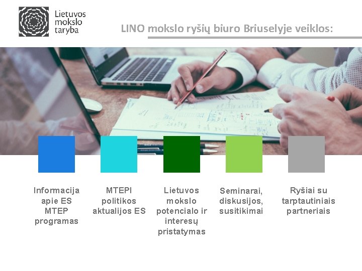 LINO mokslo ryšių biuro Briuselyje veiklos: Informacija apie ES MTEP programas MTEPI politikos aktualijos