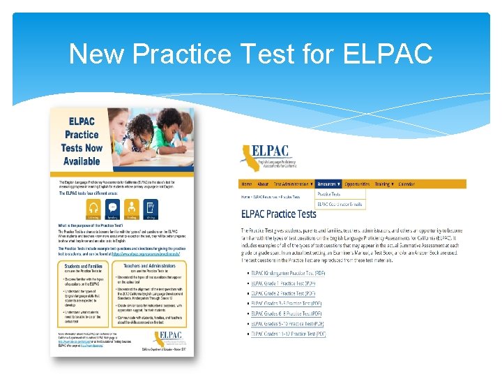 New Practice Test for ELPAC 