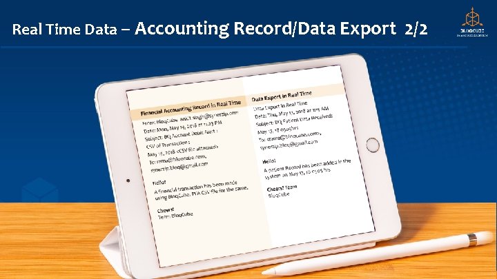 Real Time Data – Accounting Record/Data Export 2/2 33 
