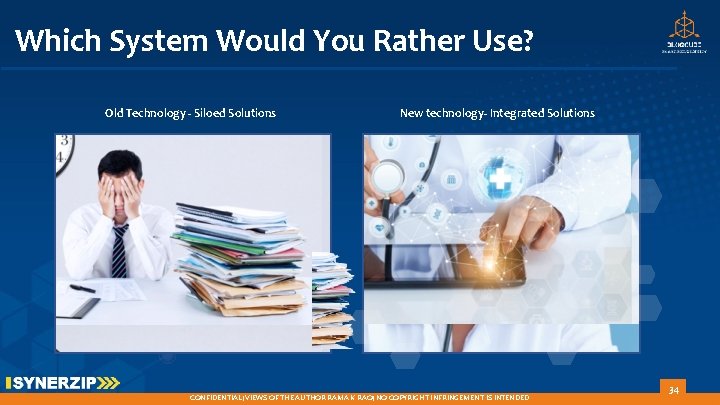 Which System Would You Rather Use? Old Technology - Siloed Solutions New technology- Integrated