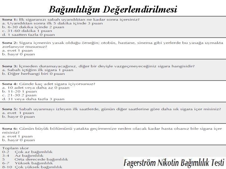 Bağımlılığın Değerlendirilmesi 