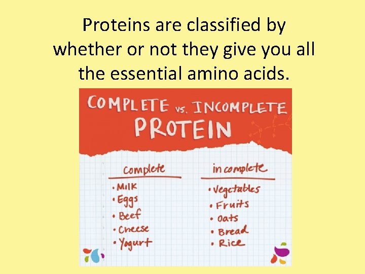 Proteins are classified by whether or not they give you all the essential amino