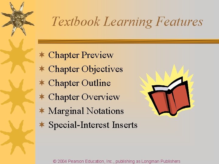 Textbook Learning Features ¬ Chapter Preview ¬ Chapter Objectives ¬ Chapter Outline ¬ Chapter