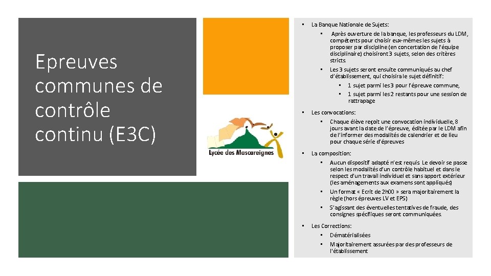 Epreuves communes de contrôle continu (E 3 C) • La Banque Nationale de Sujets: