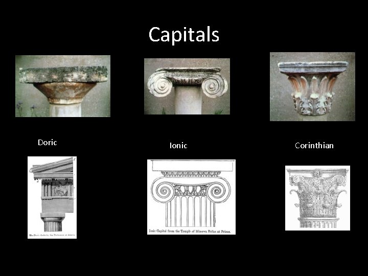 Capitals Doric Ionic Corinthian 