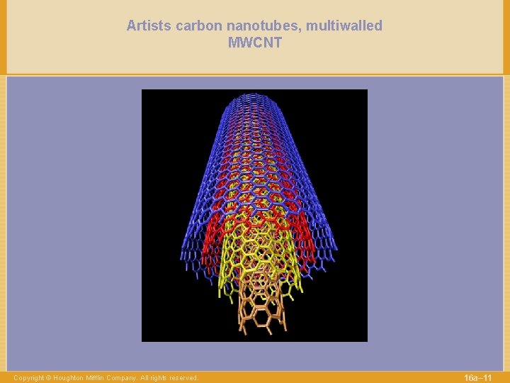 Artists carbon nanotubes, multiwalled MWCNT Copyright © Houghton Mifflin Company. All rights reserved. 16