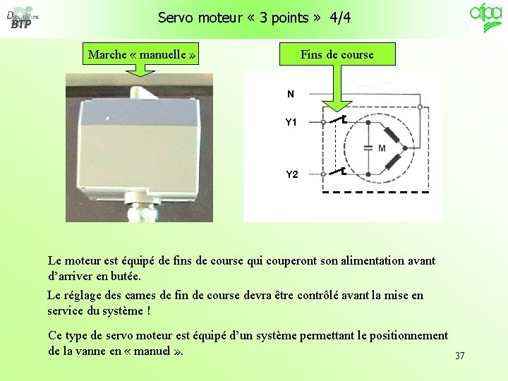  Servo moteur « 3 points » 4/4 Marche « manuelle » Fins de