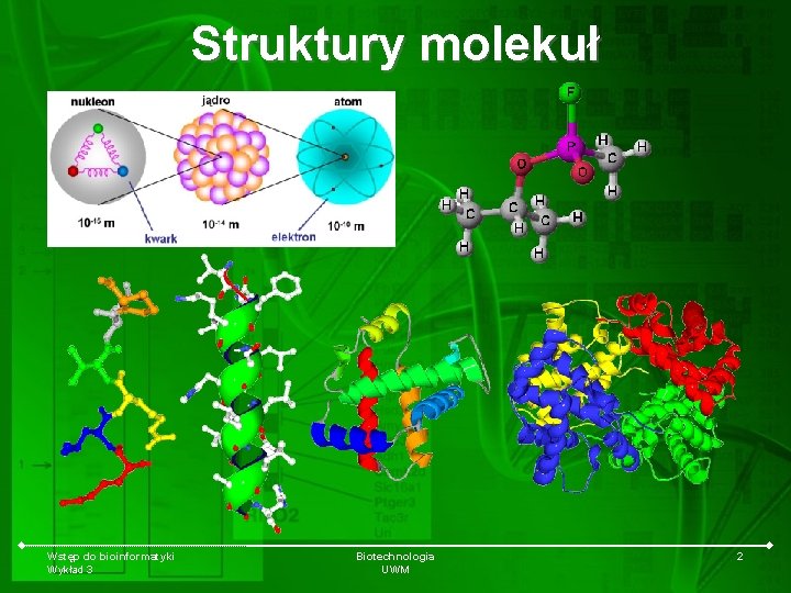 Struktury molekuł Wstęp do bioinformatyki Wykład 3 Biotechnologia UWM 2 