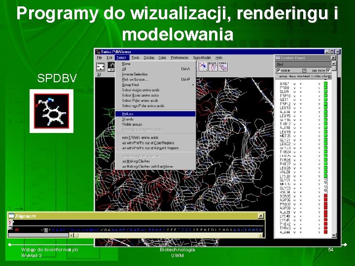 Programy do wizualizacji, renderingu i modelowania SPDBV Wstęp do bioinformatyki Wykład 3 Biotechnologia UWM