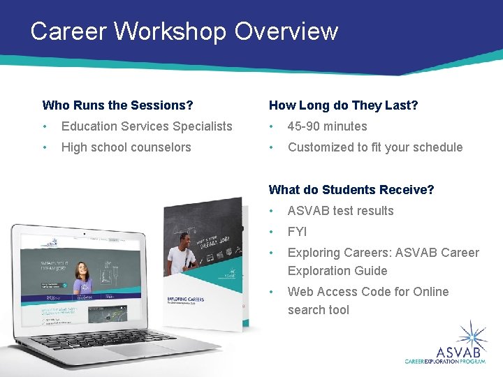 Career Workshop Overview Who Runs the Sessions? How Long do They Last? • Education