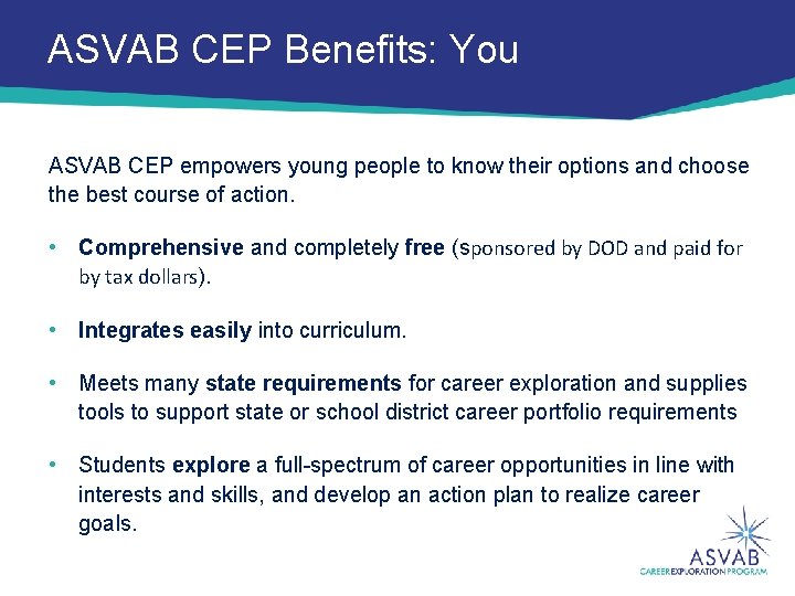 ASVAB CEP Benefits: You ASVAB CEP empowers young people to know their options and