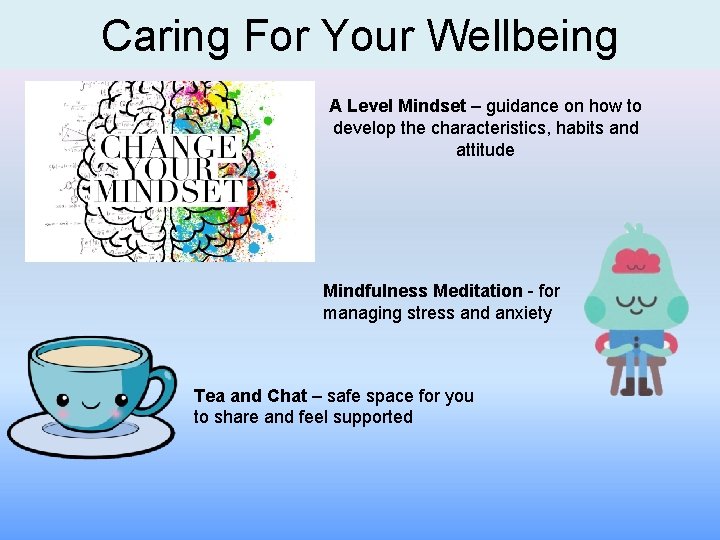 Caring For Your Wellbeing A Level Mindset – guidance on how to develop the