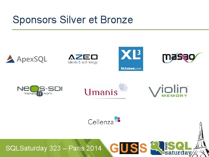 Sponsors Silver et Bronze SQLSaturday 323 – Paris 2014 