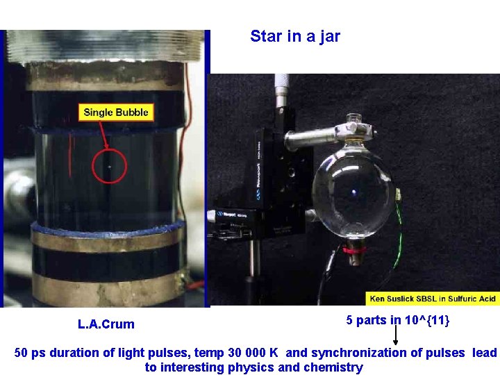 Star in a jar L. A. Crum 5 parts in 10^{11} 50 ps duration