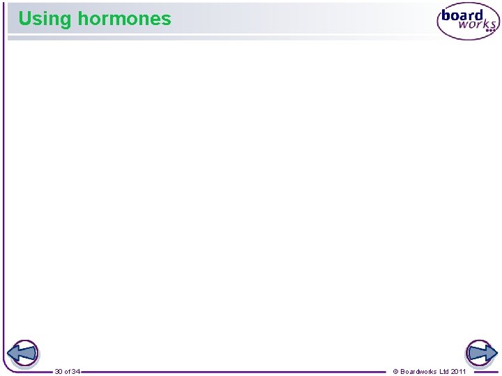 Using hormones 30 of 34 © Boardworks Ltd 2011 
