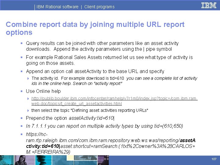 IBM Rational software | Client programs Combine report data by joining multiple URL report