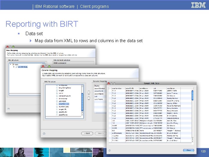 IBM Rational software | Client programs Reporting with BIRT § Data set 4 Map