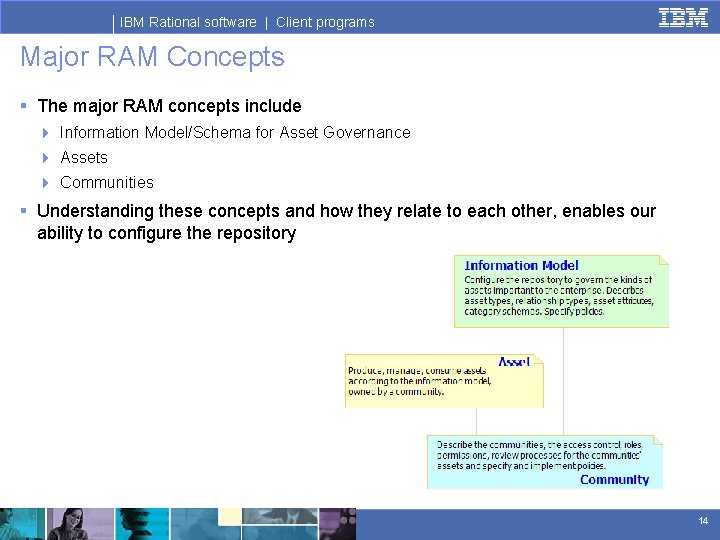 IBM Rational software | Client programs Major RAM Concepts § The major RAM concepts