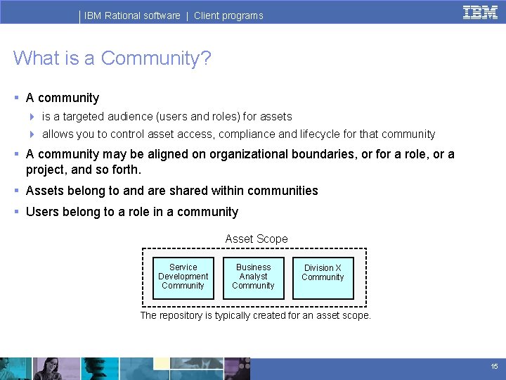 IBM Rational software | Client programs What is a Community? § A community 4