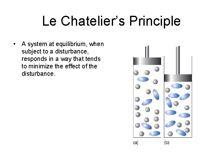 Le Chatelier’s Principle • A system at equilibrium, when subject to a disturbance, responds