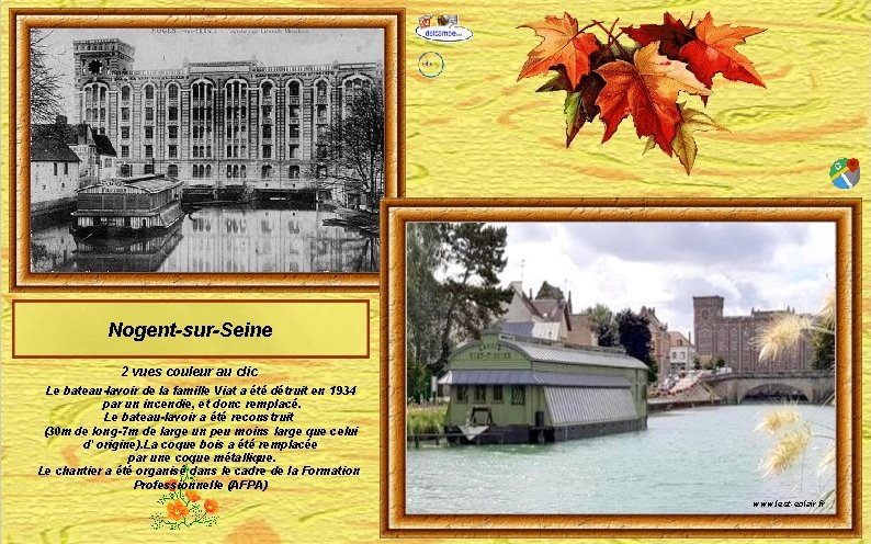 Nogent-sur-Seine 2 vues couleur au clic Le bateau-lavoir de la famille Viat a été