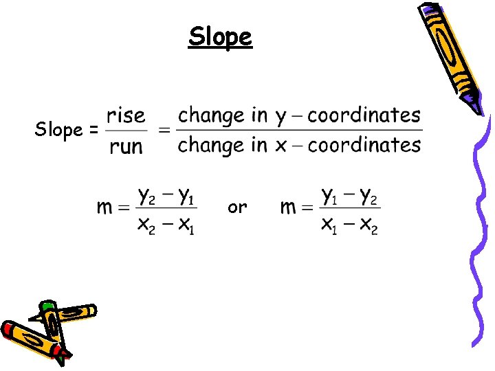 Slope = or Slope = or
