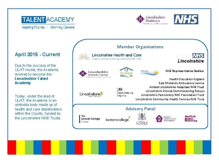 Member Organisations April 2015 - Current Due to the success of the ULHT model,