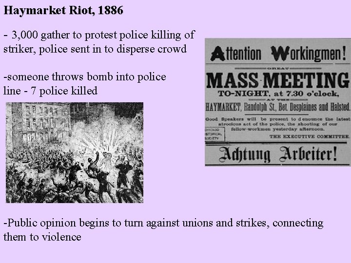 Haymarket Riot, 1886 - 3, 000 gather to protest police killing of striker, police