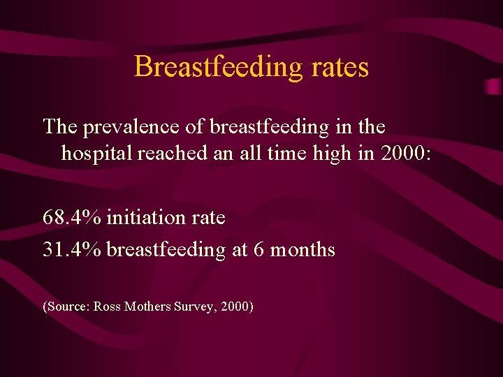 Breastfeeding rates The prevalence of breastfeeding in the hospital reached an all time high