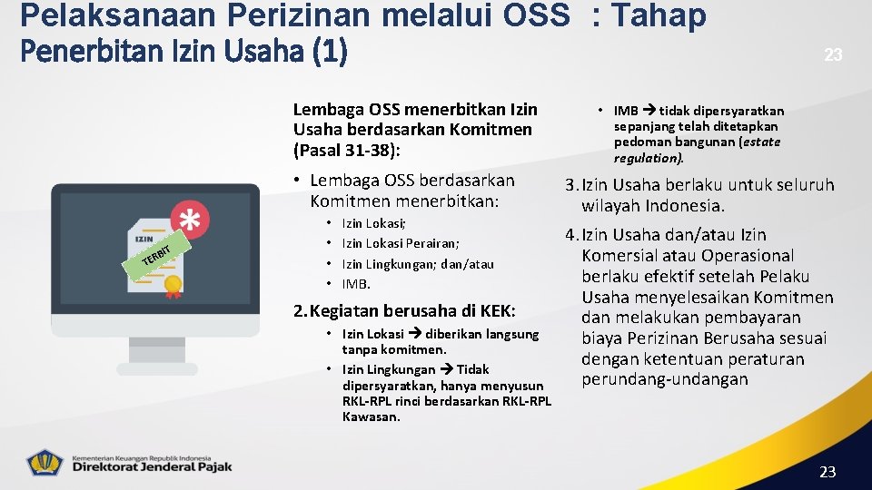 Pelaksanaan Perizinan melalui OSS : Tahap Penerbitan Izin Usaha (1) Lembaga OSS menerbitkan Izin