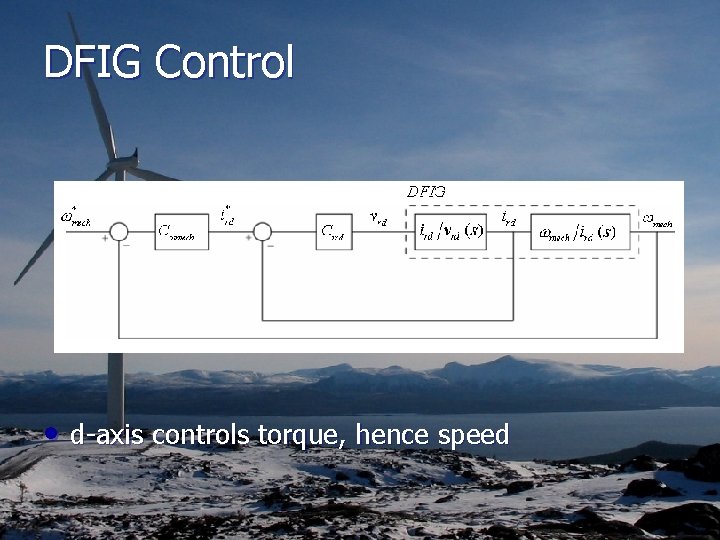 DFIG Control • d-axis controls torque, hence speed 