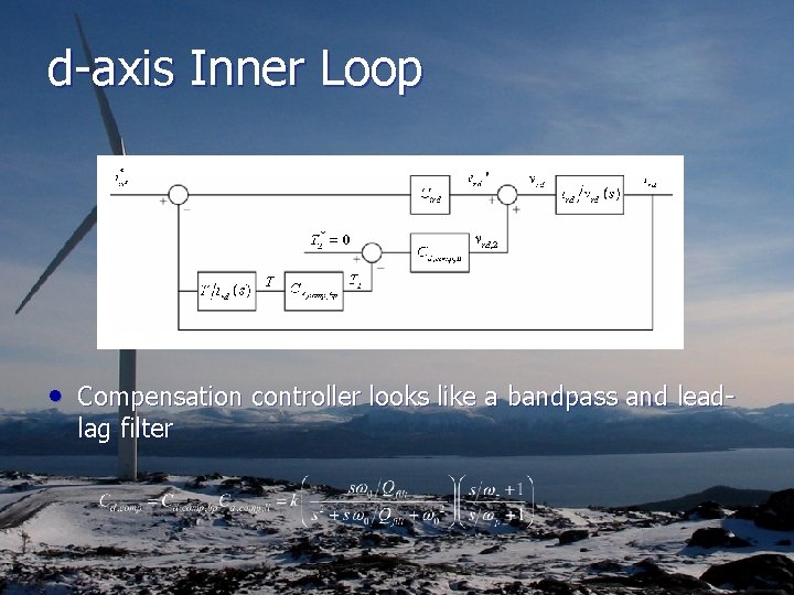 d-axis Inner Loop • Compensation controller looks like a bandpass and leadlag filter 