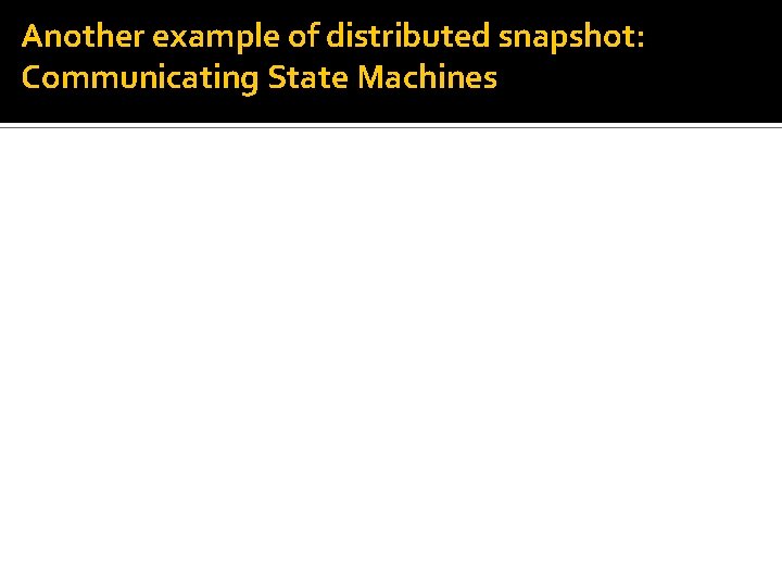 Another example of distributed snapshot: Communicating State Machines 