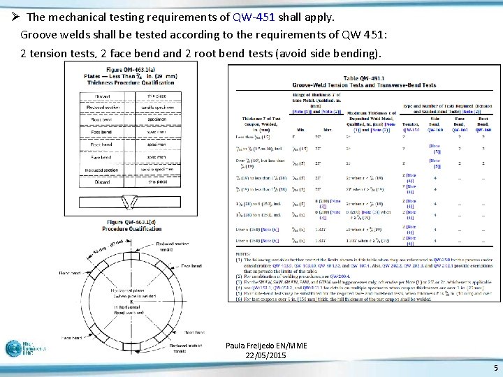 Ø The mechanical testing requirements of QW-451 shall apply. Groove welds shall be tested