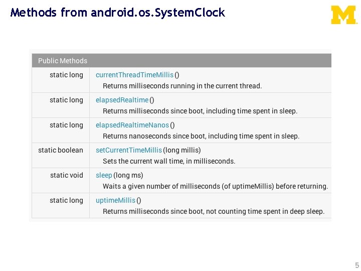 Methods from android. os. System. Clock 5 