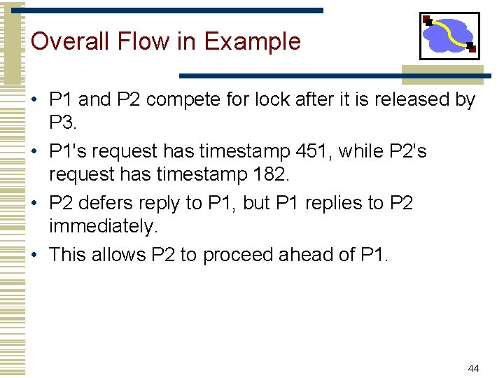 Overall Flow in Example • P 1 and P 2 compete for lock after
