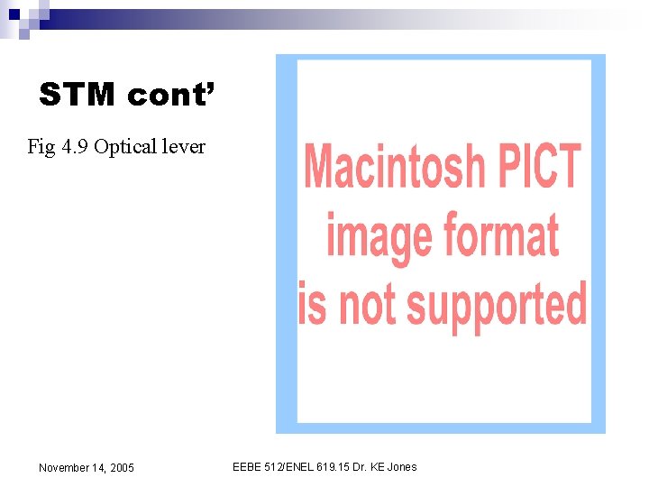 STM cont’ Fig 4. 9 Optical lever November 14, 2005 EEBE 512/ENEL 619. 15